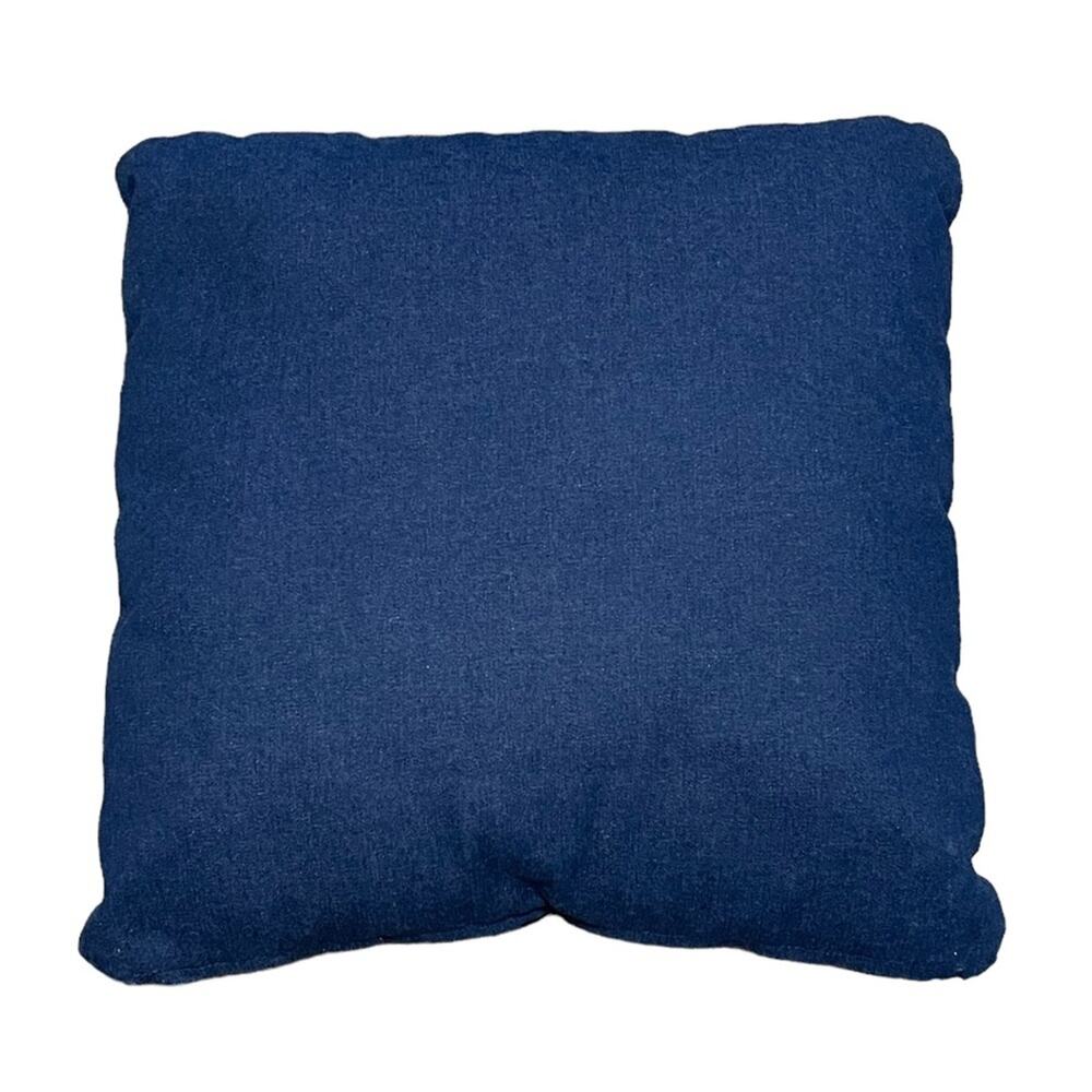 Decorative Handpainted Square Denim Blue Red Apple Pillow by Artist Liz Lauter - Picture 2 of 8